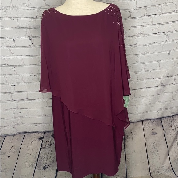 DJ JAZ Dresses & Skirts - DJ JAZ 3/4 SLEEVE BEADED CAPE BODYCON DRESS